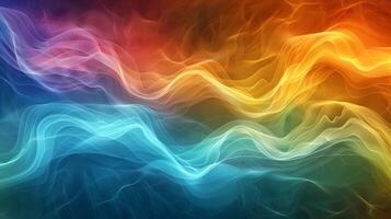 AI generated Rainbow colored wave with smoke effect photo