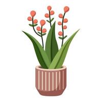 Plant with pink flowers in a pot vector