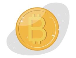 grande bitcoin en plano estilo vector