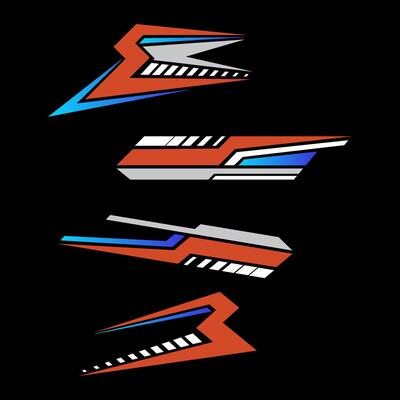 car stickers stripe abstract shape vinyl decal templates isolated set
