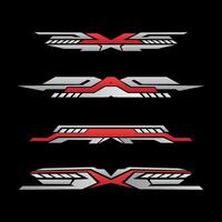 Sport racing stripes car stickers. modification body speed and drift vinyl decal isolated set templates vector