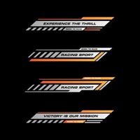 Sport racing stripes car stickers. modification body speed and drift vinyl decal isolated set templates vector