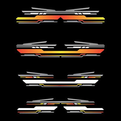 Sport racing car stickers stripe abstract shape . vinyl decal templates isolated set