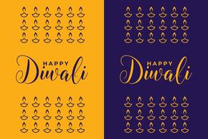 hindú festival diwali bandera con diya o lámpara elementos vector