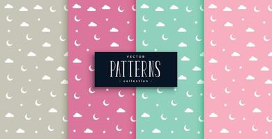 cloud moon and star dreamy patterns set vector