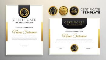 elegant certificate of appreciation modern template set of two vector