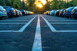AI generated empty car parking lot and space professional photography photo