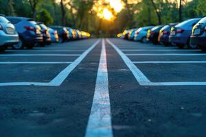 AI generated empty car parking lot and space professional photography photo