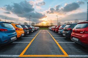 ai generado vacío coche estacionamiento lote y espacio profesional fotografía foto