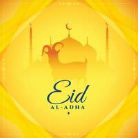 beautiful eid al adha yellow background design vector