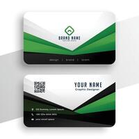 geometric green business card professional design template vector