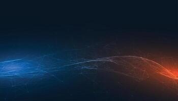 abstract technology banner with blue and orange lights vector
