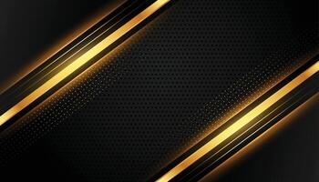 premium black and gold lines abstract background vector