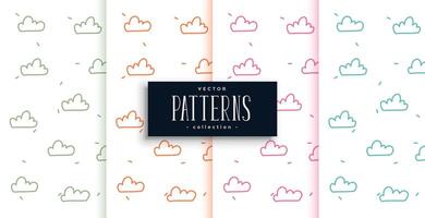 cute doodle style clouds patterns set of four vector