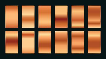 copper or rose gold premium gradient swatches palette set vector