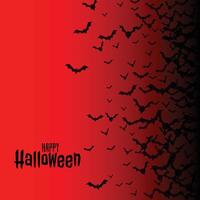 red happy halloween background with flying bats vector