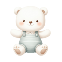 AI generated graphic of a white baby teddy bear on an isolated background png