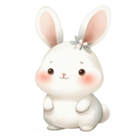 ai généré blanc lapin aquarelle graphique sur isolé Contexte png