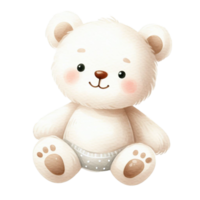 AI generated graphic of a white baby teddy bear on an isolated background png