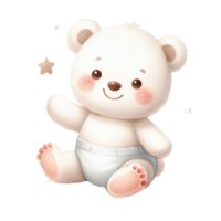 AI generated graphic of a white baby teddy bear on an isolated background png