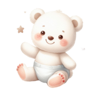 ai generiert Grafik von ein Weiß Baby Teddy Bär auf ein isoliert Hintergrund png