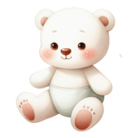 AI generated graphic of a white baby teddy bear on an isolated background png