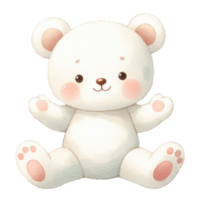 AI generated graphic of a white baby teddy bear on an isolated background png