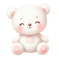 AI generated graphic of a white baby teddy bear on an isolated background png