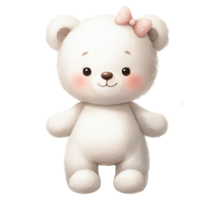 AI generated graphic of a white baby teddy bear on an isolated background png