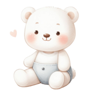 AI generated graphic of a white baby teddy bear on an isolated background png