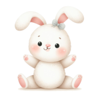 AI generated white rabbit watercolor graphics on isolated background png