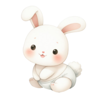 ai généré blanc lapin aquarelle graphique sur isolé Contexte png