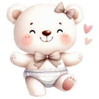 AI generated graphic of a white baby teddy bear on an isolated background png