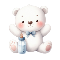 AI generated graphic of a white baby teddy bear on an isolated background png