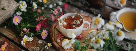 AI generated Relaxing boho style tea photo