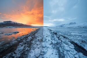 ai generado clima cambio derritiendo glaciares Más rápido profesional fotografía foto