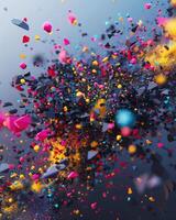 AI generated Vibrant explosion of colorful particles background photo