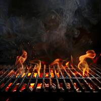 AI generated Flaming grill background photo