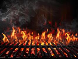 AI generated Flaming grill background photo