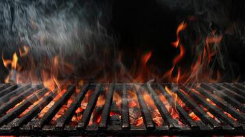 AI generated Flaming grill background photo