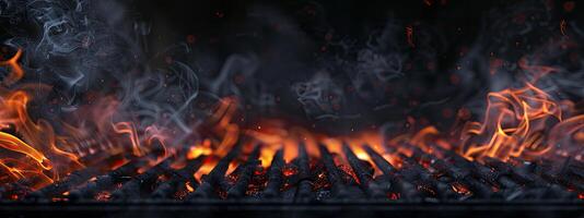 AI generated Flaming grill background photo