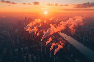 AI generated Air pollution from industries process professional photography photo