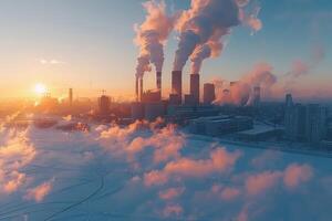 AI generated Air pollution from industries process professional photography photo