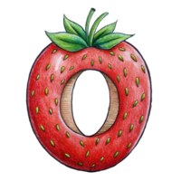 AI generated A stylized letter 'o' is depicted with the texture and color  of a strawberry, complete with seeds png