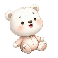 AI generated graphic of a white baby teddy bear on an isolated background png