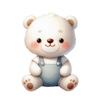 ai generado gráfico de un blanco bebé osito de peluche oso en un aislado antecedentes png