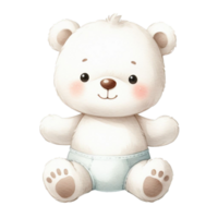 AI generated graphic of a white baby teddy bear on an isolated background png