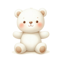 AI generated graphic of a white baby teddy bear on an isolated background png