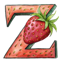 ai généré une stylisé lettre 'z' est représenté avec le texture et Couleur de une fraise, Achevée avec des graines png