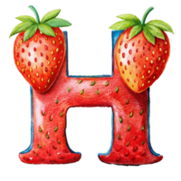 AI generated A stylized letter 'h' is depicted with the texture and color  of a strawberry, complete with seeds png